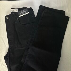 Abercrombie Fitch The 90s Straight Ultra High Rise Curve Love Black Jeans 25